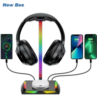 Dudukan Fon Kepala RGB Dengan Pengecas Wayarles 5W