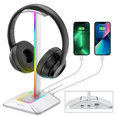 Dudukan Alat Dengar Permainan RGB Putih Dengan Hab USB